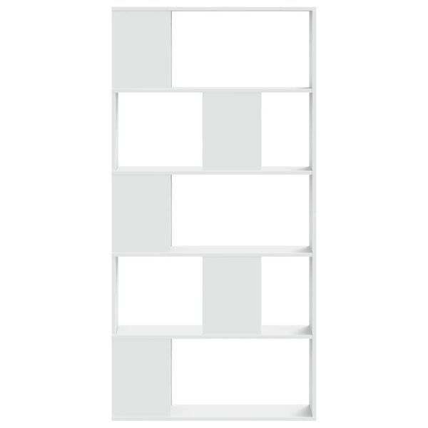 vidaXL Knihovna 5patrov&aacute; b&iacute;l&aacute; 80,5 x 23,5 x 162,5 cm kompozitn&iacute; dřevo