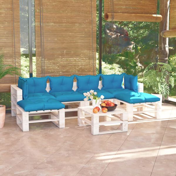 vidaXL 7d&iacute;ln&aacute; zahradn&iacute; sedac&iacute; souprava z palet s podu&scaron;kami borovice