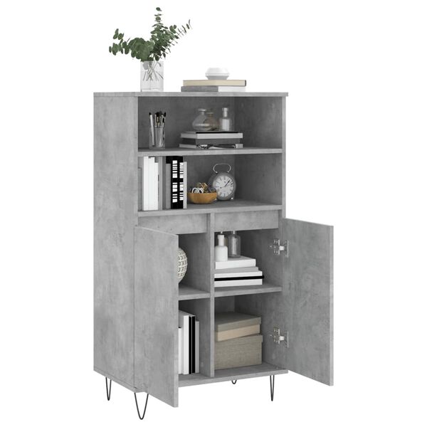 vidaXL Skř&iacute;ň highboard betonově &scaron;ed&aacute; 60 x 36 x 110 cm kompozitn&iacute; dřevo