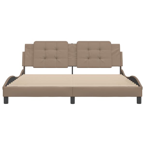 vidaXL R&aacute;m postele bez matrace Zadar cappuccino 180x200 cm uměl&aacute; kůže