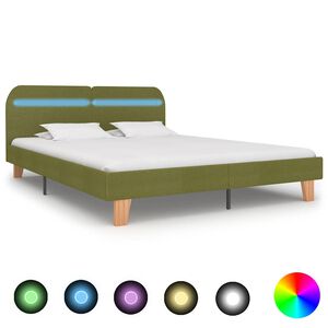 vidaXL R&aacute;m postele s LED bez matrace Zelen&aacute; l&aacute;tka 150x200 cm