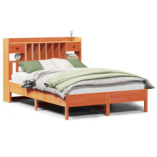 vidaXL Postel s knihovnou bez matrace 135 x 190 cm masivn&iacute; borovice