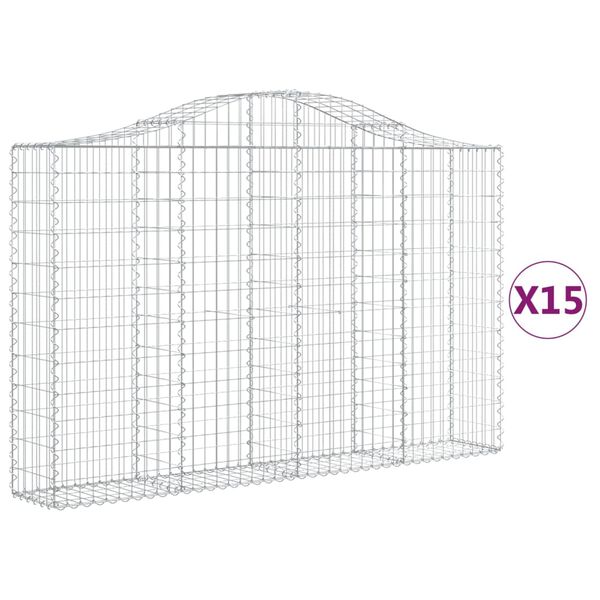 vidaXL Klenut&eacute; gabionov&eacute; ko&scaron;e 15ks 200x30x120/140cm pozinkovan&eacute; železo