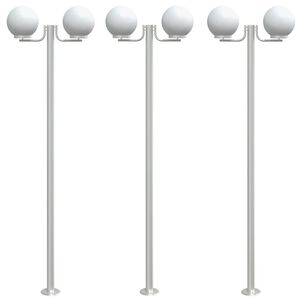 vidaXL Venkovn&iacute; stojac&iacute; lampy 3 ks stř&iacute;brn&eacute; 215 cm nerezov&aacute; ocel