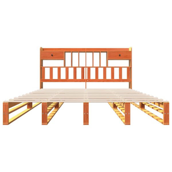 vidaXL Postel s knihovnou bez matrace 200 x 200 cm masivn&iacute; borovice