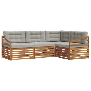 vidaXL Venkovn&iacute; pohovkov&aacute; souprava 4 pcs Př&iacute;rodn&iacute; a světle &scaron;ed&aacute;