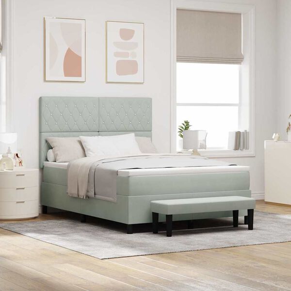 vidaXL Postel s boxspringem s matrac&iacute; Světle &scaron;ed&aacute; 160 x 200 cm samet