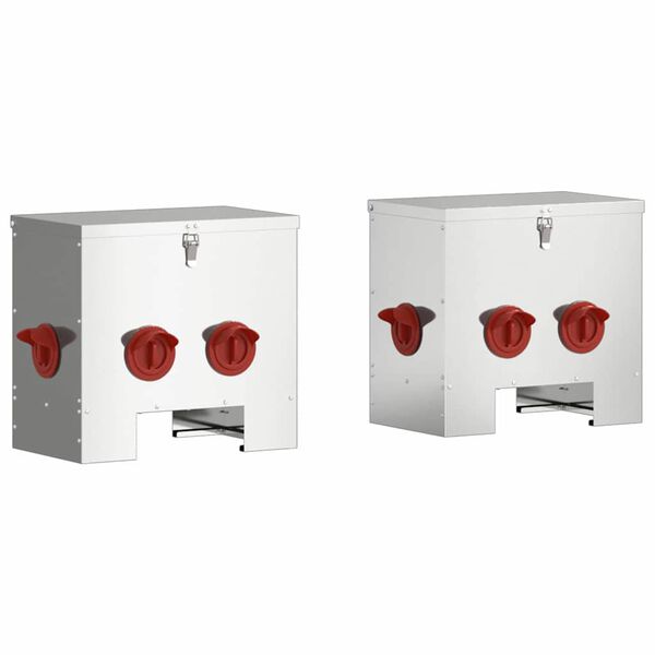 vidaXL Krm&iacute;tko pro slepice 2 pcs Stř&iacute;brn&aacute; 40,5 x 25 x 38 cm