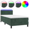 vidaXL Box spring postel s matrac&iacute; a LED tmavě zelen&aacute; 80x200 cm samet