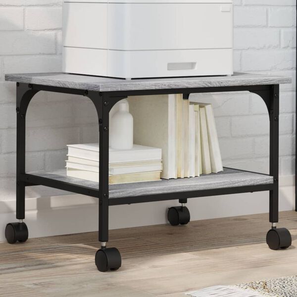 vidaXL Stojan na tiskárnu 2patrový šedý sonoma 50x40x38 cm kompozit