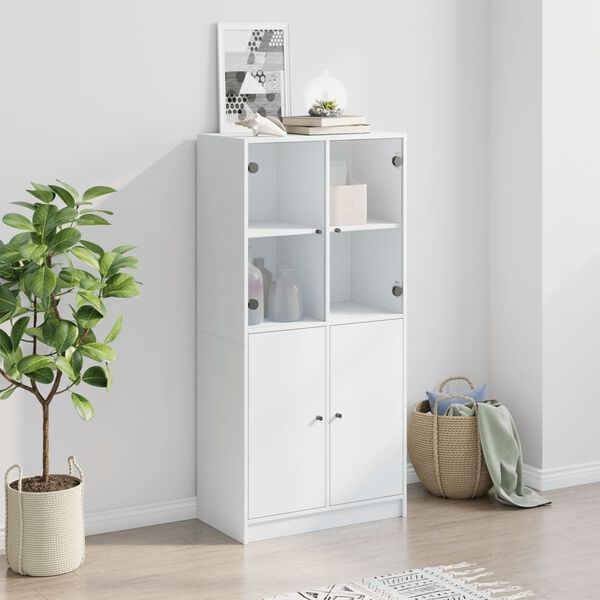 vidaXL Highboard s dvířky bílý 68 x 37 x 142 cm kompozitní dřevo