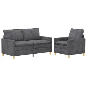 vidaXL Set pohovek 2 ks Tmavě &scaron;ed&aacute; Polyester