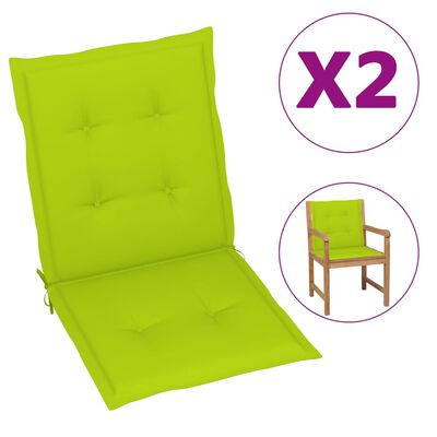 vidaXL Podušky na židli nízké opěradlo 2 ks jasně zelené 100x50x3 cm