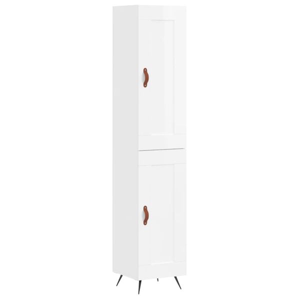 vidaXL Skř&iacute;ň highboard b&iacute;l&aacute; s vysok&yacute;m leskem 34,5x34x180 cm kompozit
