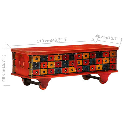 vidaXL Úložný box červený 110 x 40 x 40 cm masivní akáciové dřevo