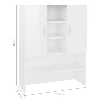 vidaXL Skříňka nad pračku bílá s vysokým leskem 70,5 x 25,5 x 90 cm