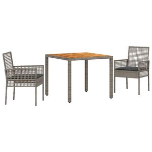 vidaXL Zahradn&iacute; j&iacute;deln&iacute; souprava 3 pcs &Scaron;ed&aacute; polyratan