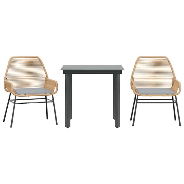 vidaXL 3d&iacute;ln&yacute; zahradn&iacute; j&iacute;deln&iacute; set s podu&scaron;kami hněd&yacute; polyratan sklo