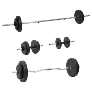 vidaXL Sada obouručn&iacute; a jednoručn&iacute;ch činek se z&aacute;važ&iacute;m 60 kg