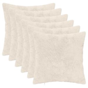 vidaXL Povlak na pol&scaron;t&aacute;ř 6 ks HEERLEN B&iacute;l&aacute; 30 x 30 cm Uměl&aacute; kr&aacute;lič&iacute;