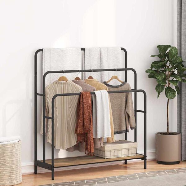 vidaXL Stojan na oblečen&iacute; s polic&iacute; Artisanov&yacute; dub 90 x 30 x 100,5 cm