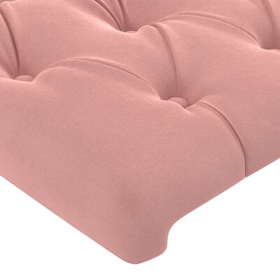 vidaXL Čelo postele s LED růžové 100 x 7 x 78/88 cm samet
