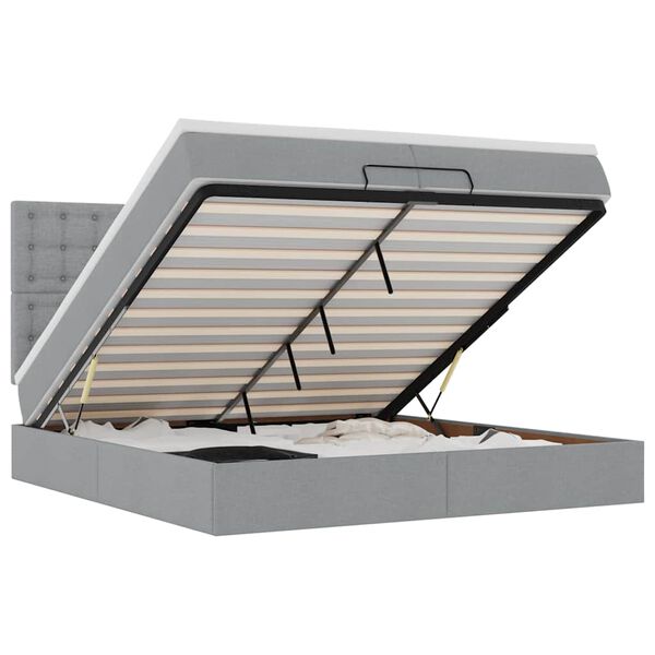 vidaXL Osmansk&yacute; r&aacute;m postele s matrac&iacute; světle &scaron;ed&yacute; 200x200cm textil