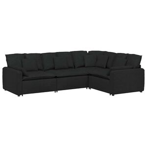 vidaXL Modul&aacute;rn&iacute; pohovka s pol&scaron;t&aacute;ři textil čern&aacute;