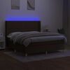 vidaXL Box spring postel s matrac&iacute; a LED tmavě hněd&aacute; 180x200 cm textil