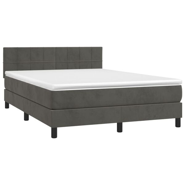 vidaXL Box spring postel s matrac&iacute; tmavě &scaron;ed&aacute; 140x200 cm samet