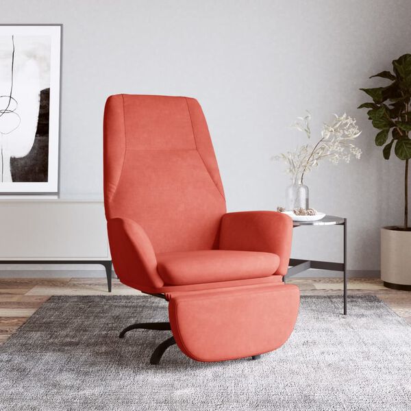 vidaXL Relaxačn&iacute; křeslo s podnožkou růžov&eacute; samet