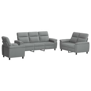 vidaXL Set pohovek 3 pcs Světle &scaron;ed&aacute; Textil