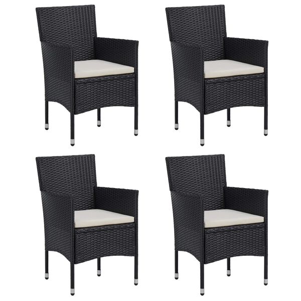 vidaXL 5d&iacute;ln&yacute; zahradn&iacute; j&iacute;deln&iacute; set s podu&scaron;kami polyratan čern&yacute;