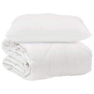vidaXL Přikr&yacute;vka s pol&scaron;t&aacute;řem 2 pcs B&iacute;l&aacute; Mikrovl&aacute;kno