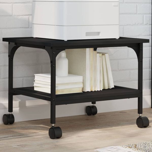 vidaXL Stojan na tiskárnu 2patrový černý 50x40x38 cm kompozitní dřevo