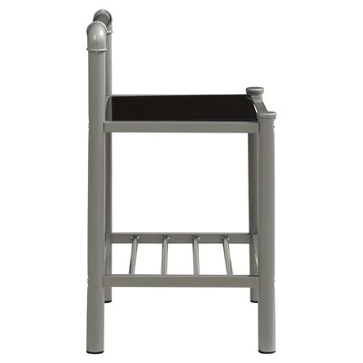 vidaXL Noční stolek šedý a černý 45 x 34,5 x 62,5 cm kov a sklo