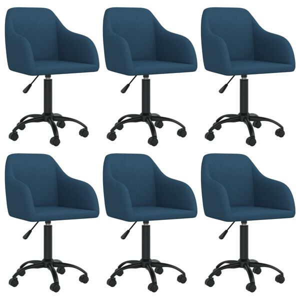 vidaXL Otočn&eacute; j&iacute;deln&iacute; židle 6 ks modr&eacute; samet