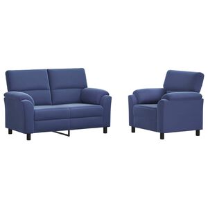 vidaXL Set pohovek 2 pcs Policov&aacute; modr&aacute; Samet
