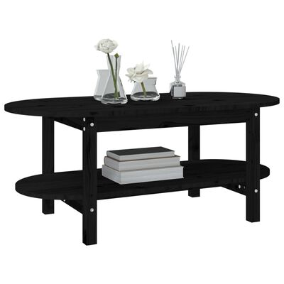 vidaXL Konferenční stolek černý 110 x 55 x 45 cm masivní borové dřevo