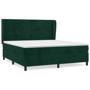vidaXL Box spring postel s matrac&iacute; tmavě zelen&aacute; 180x200 cm samet