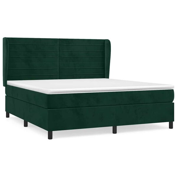 vidaXL Box spring postel s matrac&iacute; tmavě zelen&aacute; 180x200 cm samet