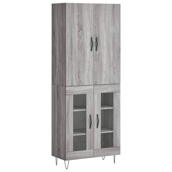 vidaXL Skř&iacute;ň highboard &scaron;ed&aacute; sonoma 69,5 x 34 x 180 cm kompozitn&iacute; dřevo