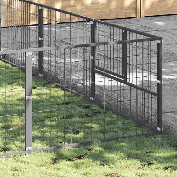 vidaXL Ps&iacute; kotec stř&iacute;brn&yacute; 36 m&sup2; ocel