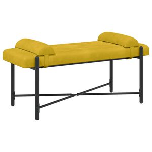vidaXL Lavice s knofl&iacute;ky a pol&scaron;t&aacute;ři Žlut&aacute; 110 x 40 x 46 cm Samet