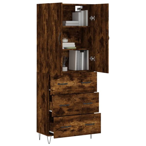 vidaXL Skř&iacute;ň highboard kouřov&yacute; dub 69,5 x 34 x 180 cm kompozitn&iacute; dřevo