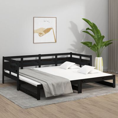 vidaXL Výsuvná postel černá masivní borovice 2x (80 x 200) cm