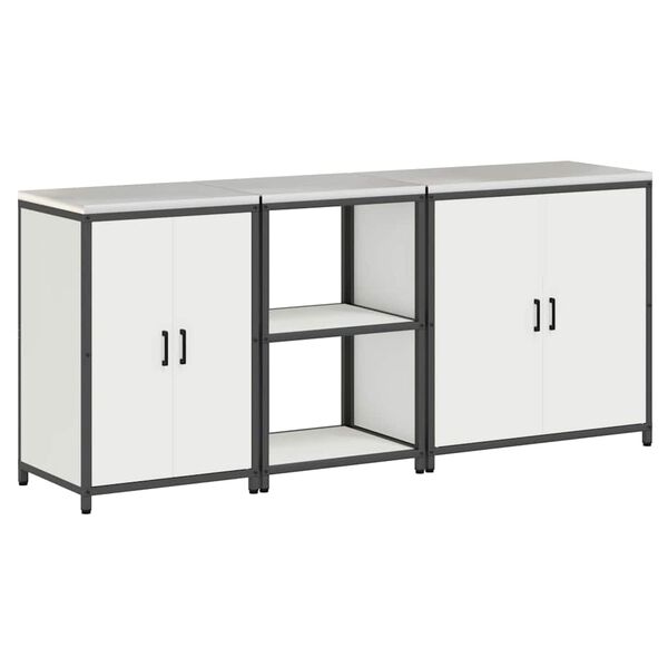 vidaXL Kuchyňsk&aacute; skladovac&iacute; sada 3 pcs B&iacute;l&aacute; Studen&aacute; v&aacute;lcovan&aacute; ocel