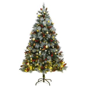 vidaXL Uměl&yacute; skl&aacute;pěc&iacute; v&aacute;nočn&iacute; stromek s 300 LED a koulemi 210 cm