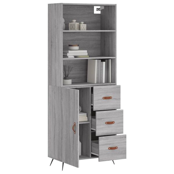 vidaXL Skř&iacute;ň highboard &scaron;ed&aacute; sonoma 69,5 x 34 x 180 cm kompozitn&iacute; dřevo