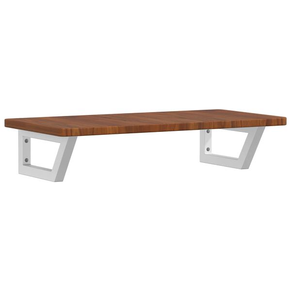 vidaXL Deska pod umyvadlo nástěnná ocel a masivní dubové dřevo